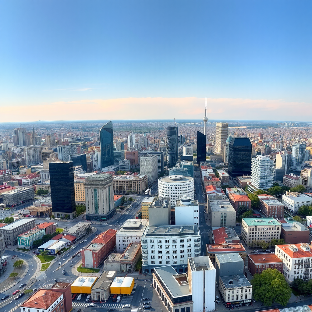 Vista panorámica del área metropolitana de Buenos Aires con principales zonas comerciales de vehículos