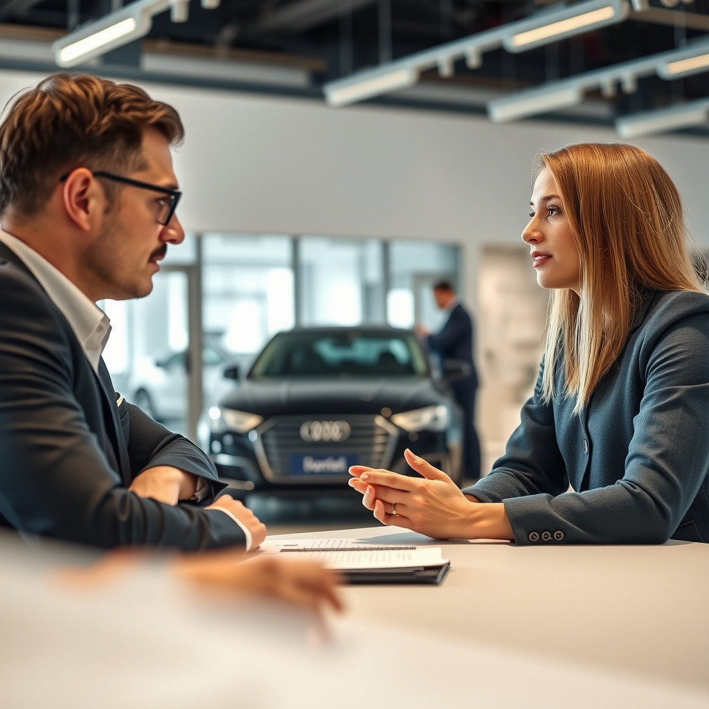 Negociación profesional entre comprador y vendedor en concesionario de Buenos Aires