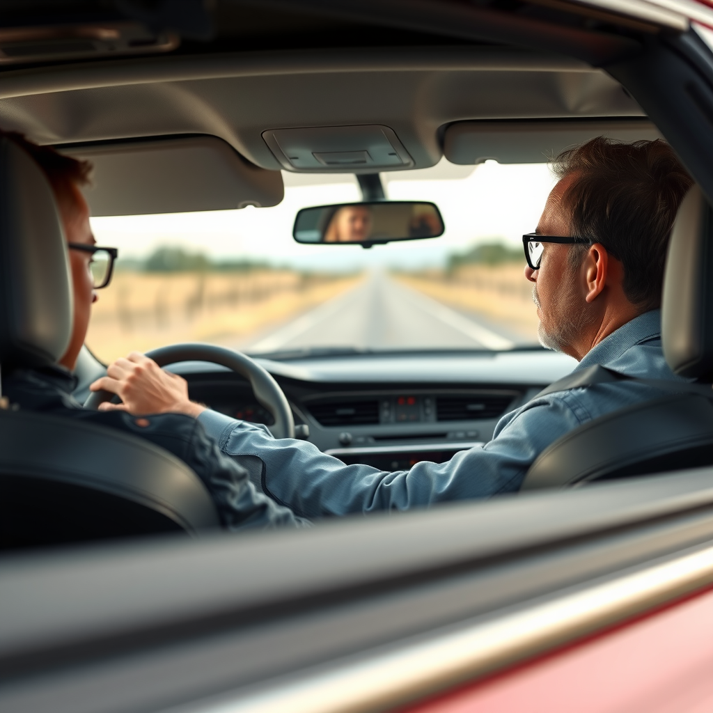 Conductor realizando prueba de manejo profesional de vehículo usado en ruta argentina, evaluando rendimiento, manejo y respuesta del automóvil en condiciones reales